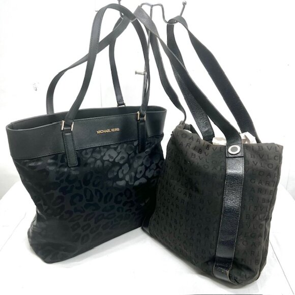 Vgt Set of 2: BVLGARI Canvas & Michael Kors Nylon Black Gray Shoulder Bags (40) - Picture 16 of 16